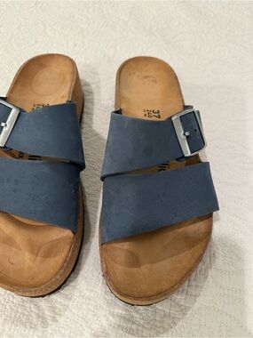Papillio Navy Blue Double-Strap Cork Sandals